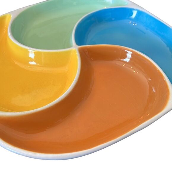 Serving Plate Divided Dish Scala Italian Colorful Party Table Decor Ceramic VTG - Picture 5 of 8
